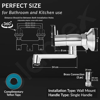 Plantex Non-Telephonic Wall Mixer Tap for Bathroom with Brass Wall Flange and Teflon Tape/Mixer Tap for Bathroom with Water Saving Aerator-(FLO-816, Chrome)