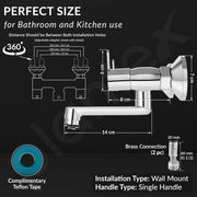Plantex Non-Telephonic Wall Mixer Tap for Bathroom with Brass Wall Flange and Teflon Tape/Mixer Tap for Bathroom with Water Saving Aerator-(FLO-816, Chrome)