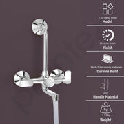 Plantex Wall Mixer 2 in 1 with L-Bend Connector and Water-Saving Aerator/Wall Mixer/Mixture Tap for Bathroom - (APS-1289 Chrome)