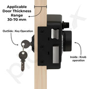 Plantex Heavy Duty Door Lock with 5 years warranty/Night Latch lock  with Key & Knob for Main Door/Tribolt lock for Inside Opening for Home,Hotel,Office - Pack of 1 (Z-Black)