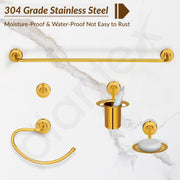 Plantex 304 Grade Stainless Steel Bathroom Accessories Set of 5 - Towel Rod/Hand Napkin Hanger for Wash Basin/Soap Case/Toothbrush Holder/Robe Hook - Daizy (Golden)