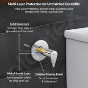 Plantex Pure Brass PAC-1806 Angular Concealed Stop Cock/Concealed Stop Valve Tap For Bathroom With Teflon Tape & Adjustable Brass Wall Flange â€“ 15 mm (Mirror-Chrome Finish)