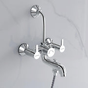 Plantex Pure Brass 3 In 1 Wall Mixer for Bathroom with L-Bend Provision for Overhead and Hand Shower/Mixer Tap for Bathroom with Water Saving Aerator and Brass Wall Flange (ORE-1421)