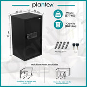 Plantex 106 Litre Digital Safe Locker For Home/Safety Locker Box with Biometric Fingerprint,Touchscreen & Emergency Key/Perfect Security Solution for Valuables/2 Years Warranty By Plantex - Black
