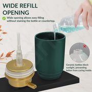 Plantex Ceramic Soap Dispenser for Washbasin/Soap Dispenser for Bathroom ABS Pump Head - Green & Gold (Pack of 1)