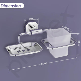 Plantex Soap Holder with Toothbrush Holder/304 Grade Stainless Steel Soap Dish with Tumbler Holder/Bathroom Accessories - Nipron (Chrome)