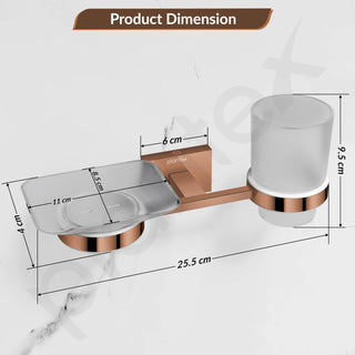 Plantex 304 Stainless Steel Benz Soap and Brush Holder Stand for Bathroom and Wash Basin - Bathroom Accessories (Rose Gold)