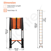 Plantex 5.1m (16.73 ft.) Telescopic Ladder/Carbon Steel 13-Steps Portable & Compact Ladder/Foldable Multipurpose Collapsible Ladder for Home & Outdoor Use - (Orange)
