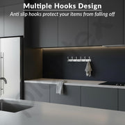 Plantex Aluminum Hook Rail with 6 Hooks for Bathroom/Kitchen- Door Hanger for Clothes/Towel - Pack of 3 (6 Hooks, Chrome)