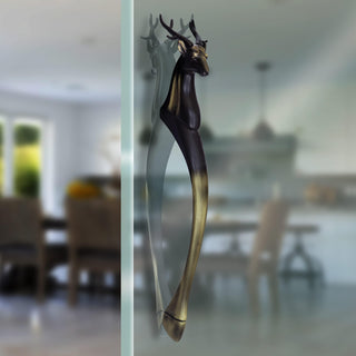 Plantex 13 Inch Deer Shape Door Handle for Main Door/Heavy Duty Main Handles/Pull Push Antique Door Handle for Home/Office - Pack of 1 (Brass Antique)