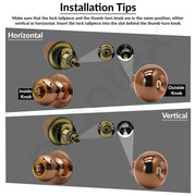 Plantex Door Lock - Cylindrical Door Lock with 3 Keys/Tubular Door Knob/Lock for Main Door/Bedroom (Rose Gold), Stainless Steel