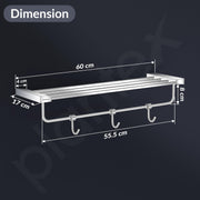 Plantex Smero Pure Brass 24 inch Towel Rack for Bathroom/Towel Stand/Hanger/Towel Holder/Towel Bar/Bathroom Accessories - Arrete (Chrome)