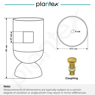 Plantex Stainless Steel Pedestal Basin for Bathroom/One Piece Free Standing Round Wash Basin for Living Room/Hotel (Gold)