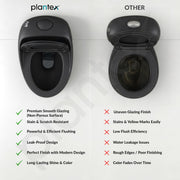 Plantex Imported Commode for Toilet/Rimless Siphonic Vacuum Jet Flush Western Commode/Floor Mounted Western Toilet with Soft Closing Toilet Seat - (Black Matt)