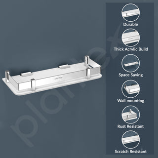 Plantex Acrylic Multipurpose Bathroom Shelf/Rack for Living Room/Wall Mount Storage Shelf - Bathroom Accessories Items (White, 12x6 inches)