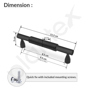 Plantex Cabinet Handle/96mm Handle for Cabinet/Wardrobe/Kitchen Handle/Door Pull-Push Handle for Home/Office - Pack of 1 (Black)