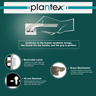 Plantex Heavy Duty Door Lock - Main Door Lock Set with 3 Keys/Mortise Door Lock for Home/Office/Hotel (7094 - Satin White & Chrome)