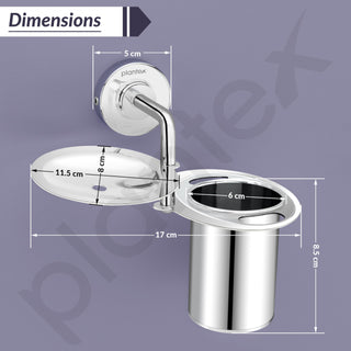 Plantex 304 Grade Stainless Steel 2in1 Soap Holder with Tumbler Holder/Bathroom Accessories - Daizy (Chrome)