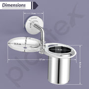 Plantex 304 Grade Stainless Steel 2in1 Soap Holder with Tumbler Holder/Bathroom Accessories - Daizy (Chrome)