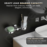 Plantex 2 in 1 Glass Soap Dish With Tumbler Holder/Pure Brass Soap Holder with Toothbrush Holder/Bathroom Accessories - Pack of 1 (DL-14, Chrome)