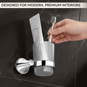 Plantex Tumbler Holder For Bathroom/Pure Brass Toothbrush Holder/Toothpaste/Razor Holder/ Bathroom Accessories - Pack of 1 (APS-EFL-03, Chrome)