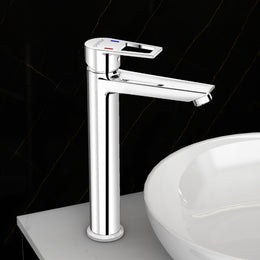 Plantex Single Lever Basin Mixer Tap/Pure Brass Pillar Tap for Wash Basin/Hot and Cold Water Tap for Basin/Long Body Water Tap - Pack of 1 (Chrome, 3227)