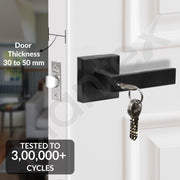 Plantex Mortise Lock/Main Door Lock Set with 3 Keys/New Age Heavy Duty Door Handle Locks for Residential & Commercial Spaces - Pack of 1 (Black)