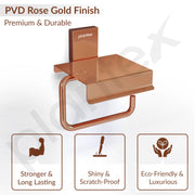 Plantex 304 Grade Stainless Steel Stylish and Durable Toilet Paper Stand/Bathroom Tissue Paper Holder with Mobile Stand/Bathroom Accessories (Crystal,PVD Rose Gold)