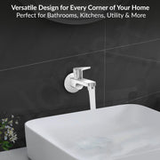 Plantex Pure Brass PAC-1802 Bib Cock Water Tap with Water Saving Aerator/Bib Tap with Brass Wall Flange and Teflon Tape-7 Year Warranty (Mirror Chrome Finish)