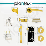 Plantex Mortise Door Lock for Home/Main Door Lock with 3 Years of Warranty/Door Handle Lock Set with Brass Lock Body & Cylinder (7128, PVD Gold)