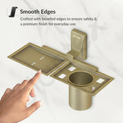 Plantex 304 Grade Stainless Steel 2 in1 Soap Dish with Tumbler Holder/Soap Stand/Tooth Brush Holder for Bathroom - Crystal (Brass Antique)