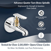 Plantex Bib Cock Water Tap for Bathroom with Water Saving Aerator/Wall Mount Tap for Wash Basin with Teflon Tape & Wall Flange, Chrome (3502, Chrome)