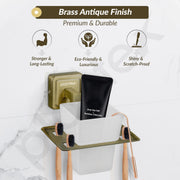 Plantex 304 Grade Stainless Steel Toothbrush Holder/Stand/Toothpaste Stand/Tumbler Holder for Bathroom - Decan (Brass Antique)