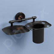 Plantex Brass With 304 Grade Stainless Steel 2 in1 Soap Dish with Tumbler Holder/Soap Stand/Tooth Brush Holder Bathroom Accessories - RDAB (Black)