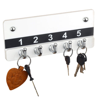 Plantex Acrylic Key Holder for Home/Key Hangers for Wall/Home Key Holder for Wall/Key Stand - Wall Mount (5 Hooks - White)