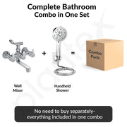 Plantex Telephonic Brass Wall Mixer for Bathroon 2 in 1/Hand Shower 8 Modes/1.5 mtr. Hose Pipe with Self Adhesive Bracket/Bathroom Accessories