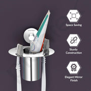 Plantex Tumbler Holder for Bathroom/Stainless Steel Tooth Brush Holder/Toothpaste Holder - Pack of 1 (Chrome)