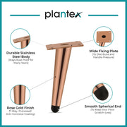 Plantex Heavy Duty Stainless Steel 6 inch Sofa Leg/Bed Furniture Leg Pair for Home/Furniture Sofa Legs for Table/Sofa Support Legs/Sofa Furniture Leg (Rose Gold) Set of 10 Pcs