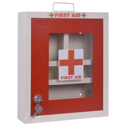 Plantex First Aid Kit Box with Multi Compartment/Emergency Medical Box for Home - School - Office/Medicine Box with Lock & Keys - (Red & Ivory)