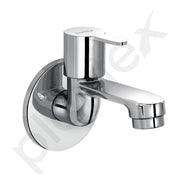 Plantex Pure Brass FLO-801 Bib Cock Water Tap with Water Saving Aerator/Dual Bib Tap with Brass Wall Flange & Teflon Tape for Washbasin with 7-Year Warranty (Mirror Chrome)