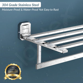 Plantex 304 Grade Stainless Steel Towel Rack for Bathroom/Towel Holder/Towel Stand/Towel Bar for Bathroom Accessories - Cute (18 Inch-Chrome)