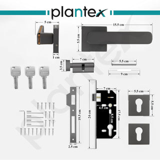 Plantex Triple Security Door Lock for Home/Main Door Lock Set with 3 Years of Warranty/Mortise Lock for Door with Brass Lock Body & Cylinder (7125, Grey & Choco)