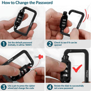 Plantex 3-Digit Code Combination Brass Lock/Number Lock/Portable Luggage Travel Locks for Briefcase/Laptop Bags - Pack of 2 (Black)