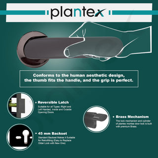 Plantex Door Lock for Home/Main Door Lock Set with 3 Computerized Key/Mortise Lock for Door with Brass Lock Body & Cylinder (SM037, BNM & Black)