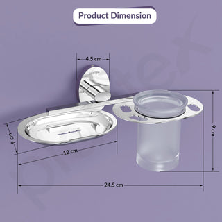 Plantex 304 Grade Stainless Steel 2 in1 Soap Holder with Tumbler Holder/Bathroom Accessories - Olive (Chrome)