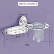Plantex 304 Grade Stainless Steel 2 in1 Soap Holder with Tumbler Holder/Bathroom Accessories - Olive (Chrome)