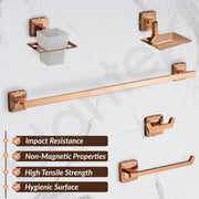 Plantex Decan 304 Grade Stainless Steel Towel Rod for Bathroom/Soap Holder/Napkin Ring/Tumbler Holder/Robe Hook/Bathroom Accessories - Rose Gold