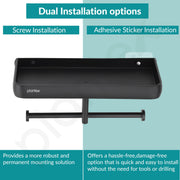 Plantex Aluminium Dual Toilet Paper Holder for Bathroom/Tissue Paper Roll Holder with Mobile Stand/Toilet Paper Roll Holder/Bathroom Accessories - (Black)