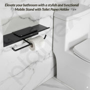 Plantex Dual Toilet Paper Holder for Bathroom/GI Steel Tissue Paper Roll Holder with Mobile Stand/Toilet Paper Roll Holder/Bathroom Accessories - (Black)
