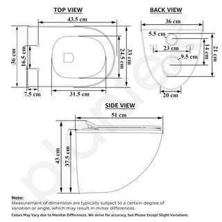 Plantex Platinum Ceramic Commode for Toilet/Rimless Wall Hung Western Toilet/Bathroom Commode With Soft Closing Toilet Seat - P Trap (White)